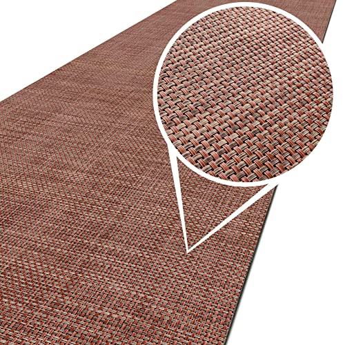 Läufer In-/Outdoor Teppich wasserfest Balkon Teppich auch für Balkon und Terasse Flur Bodenmatte wetterfest Rust Abwaschbar 100 x 50cm