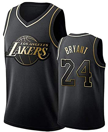 Jersey de Basketball en Or Noire # 24 K o be,Chemise de Sport de Sport sans Manches Unisexe.,Noir,M