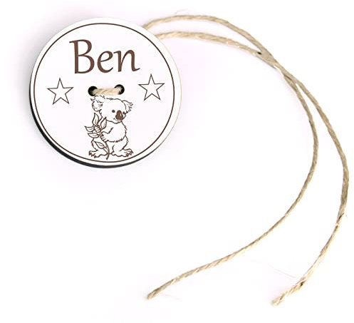 Schultüten Anhänger mit Name und Koala Motiv - Kinder Geschenk Einschulung Schulanfang Ø 5 cm