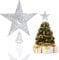 Weihnachtsbaum Stern Topper, Stern Baumspitze, Stern für Weihnachtsbaumspitze, Glitzernd Stern aus Metall, Glitzer Christbaumspitze, Glitzernde Baum Top Stern, für Weihnachten Fest, 20 cm, Silber