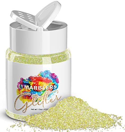 MARBLERS Holographic Glitter [Unicorn Yellow] 1.5oz (42g) | Fine | Non-Toxic, Vegan, Cruelty-Free | Face, Body, Eyeshadow, Hair, Festival, Party Makeup, Nail Art, Polish | Resin, Tumbler, Slime, Craft