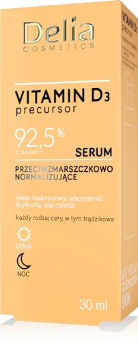 Delia Cosmetics - Vitamin D3 Vorläufer - Anti-Falten Normalisierendes Serum - Alle Hauttypen - Akne Haut - Feuchtigkeitsspendend - Straffend - Glättend Fältchen - Hyaluronsäure - Niacinamid - 30ml