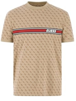 GUESS Jamey Herren-T-Shirt, Größe 4G, AOP, Beige Blanco, Größe XS