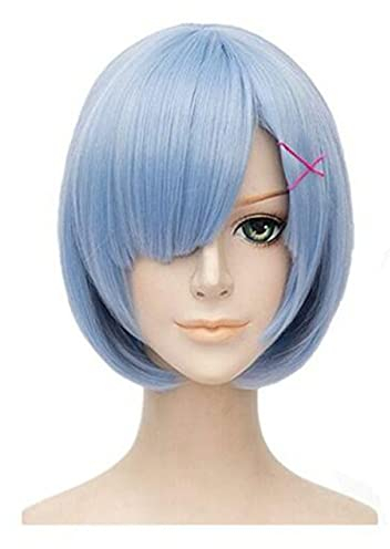 ydound Anime Coser Perücke Rem Cosplay Perücke oder Ram Cosplay Perücken Re: Zero Starting Life In Another World Kostüm Spiel Halloween Kostüme United States Rem (Farbe: REM, Größe: United States )