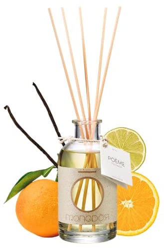 Duftstäbchen Raumduft Vanille - Orange - Limette [200 ml] - Made in Italy - nachhaltiger Raumduft für fruchtig, warmes Raumklima - MONODOR