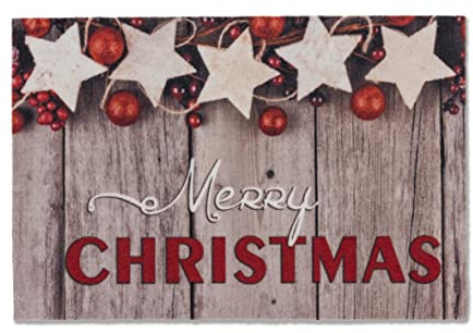 Astra Fußmatte innen Weihnachtsmatte rutschfest - Weihnachtsdeko Türmatte Eingang Wintermatte waschbar - Schmutzfangmatte 40x60 cm Sterne Merry Christmas