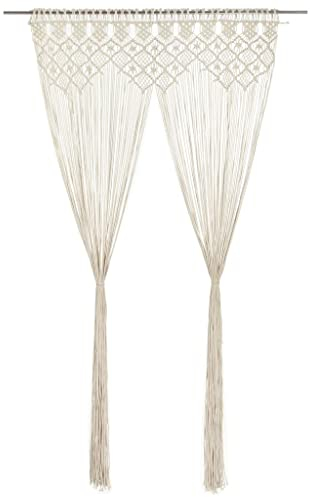 WIFESE Makramee Vorhang 140x240 cm Fadenvorhang Wandbehang Gewebte Tapisserie Boho Deko Gardinen Boho Vorhänge Türvorhänge für Wohnzimmer Vorhang Kinderzimmer Curtain Creme Baumwolle