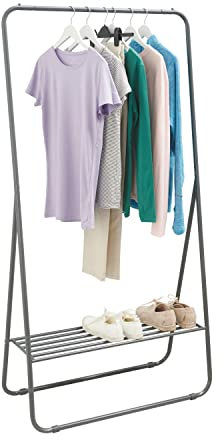 BLACK+DECKER Free Standing Clothes Rail, Metal Clothing Rack with Easy Access Low Level Shelf, Garment Rack Includes 1 Vacuum Storage Bag,