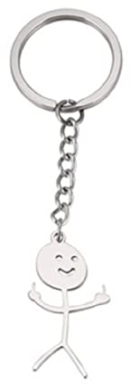 Strichmännchen zeigt Mittelfinger Schlüsselanhänger 4cm Metall | Geschenk | Frauen | Damen | Mädchen | Männer | Herren | Kinder | | Scherzartikel | zwei Hände