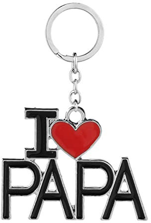 VNEWSCHI Porte-clés « I Love Papa » - Cadeau de fête des pères pour grand-père, grand-père, fête des pères, Noir