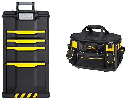 Stanley Rolling Workshop Toolbox, Detachable Toolbox, 1-79-206 & FATMAX Round Top Rigid Tool Bag, Multifunctional Tool Storage Organiser, FMST1-70749
