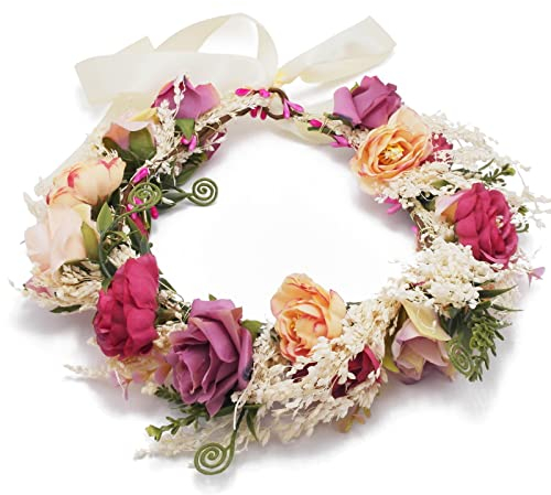 Blumenkranz Haare Haarkranz Blumen Haarreif Blumenkrone Blumenhaarkranz Kinder Haarband Hochzeit Braut Blumenhaarband Für Damen 018