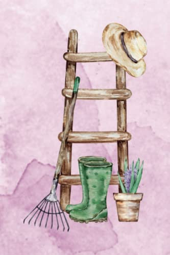 Garden Ladder Journal Notebook Diary - 120 Pages - Decorative Scroll on Each Page - 6 x 9 - Matte Cover