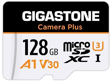[GIGASTONE] 128GB Micro SD Card, Camera Plus, GoPro, Action Camera, Sports Camera, High Speed 100MB/s, 4K Video Recording, MicroSDXC Memory Card UHS-I A1 V30 U3 Class 10