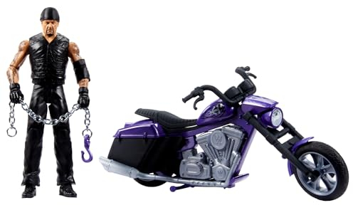 Mattel WWE WREKKIN' SLAMCYCLE Fahrzeug und Undertaker Figur - Boneyard Slamcycle mit 8 auseinanderbrechenden Teilen, inklusive WWE Undertaker Actionfigur, Kettenzug und Schleudersitz-Starter, HTR84