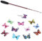 SONGWAY Butterfly Cat Toy Wand - 13 PCS Interactive Cat Toy for Indoor Cat Kitten, 1 Retractable Cat Wand and 12 Butterfly Cat Toys Refills with Bells, Cat Fishing Pole Toy