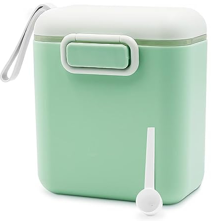 Baby Milk Powder Dispenser, 800ML Powder Pots, Airtight Milk Powder Container with Sealed Silicone Ring Cover Leveler and Spoon, for Outdoor Travel Feeding Coffee, Cereal (Green)