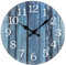 Plumeet 25cm Holz Wanduhr Rahmenlose Wanduhr mit Geräuschlosem Quarzwerk Moderner Rustikale Küsten Country Village Uhr Dekoration Wohnzimmer Schlafzimmer Küche, Blau