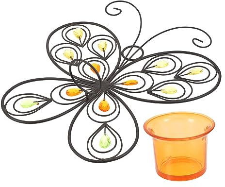 Garneck 1stk Schmetterling Wandkerzenhalter Dekoration Für Zu Hause Hochzeitsdekoration Retro-kerzenhalter Wandkandelaber Metall Schmetterlinge Wandkunst Aromatherapie Glas 3D Haushalt