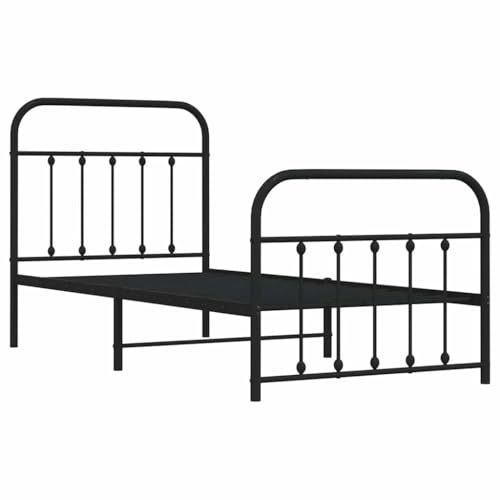 vidaXL Bettgestell mit Kopf- und Fußteil Metall Schwarz 90x190 cm
