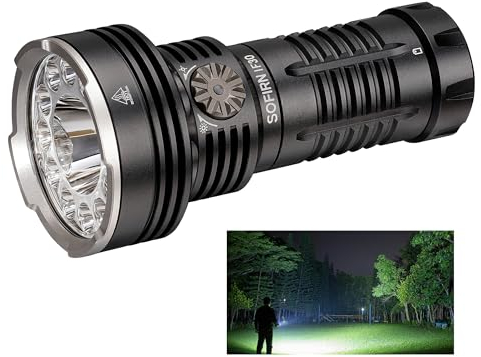 sofirn IF30 Flashlight High Lumens, 12000 Lumens Ultra Bright Flashlight with 685 Meters Beam Distance Spotlight, Rechargeable Flashlight USB C, LED Flashlight Waterproof for Hunting, Searching