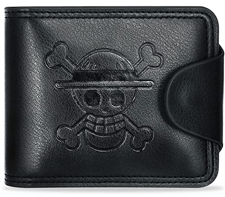 BSNRDX Geldbörse Herren Leder Schwarz, Luffy Wallets Kunstleder Münztasche Geschenk für Männer Jungen Luffy Fans Mehrfarbig Anime Luffy Geldbörsen Kurze Zweifach Gefaltete Brieftasche Kartenhalter