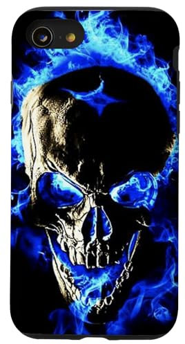Hülle für iPhone SE (2020) / 7 / 8 Cooles Bad Ass Totenkopf-Telefon in Schwarz und Blau
