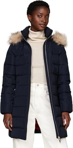 Tommy Hilfiger Damen Daunenmantel Heritage Down Tyra Coat With Fur mit Taschen