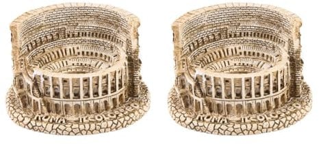 DOITOOL Roma Colosseo modello, 2 pezzi in resina in miniatura retrò ornamento romano decorazione casa delle bambole, statue decorative desktop italiane, colosseo romano bonsai ornamenti souvenir Decor