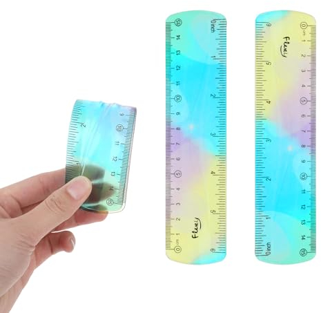 Molain Flexibles Lineal, 2 Stück Buntes Weiches Lineal, Lineal Biegsam Bunt Lineal 15cm PVC Kunststoff Lineal Transparent Lineal Bruchsicher Biegbares für Schule Büro Zuhause Kinder Mädchen Erwachsene