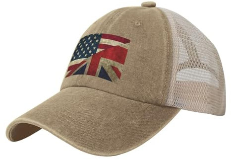 ESASAM USA UK Flag Cowboy Mesh Baseball Cap - Breathable and Stylish Outdoor Hat for Men and Women, Baseball Hat, Sun Protection Hat, Unisex Hat