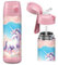 Jarlson®, Botella térmica de acero inoxidable, para niños, libre de BPA, botella para bebidas con pajilla, termo de 500 ml (Unicornio rosa, 500 ml)