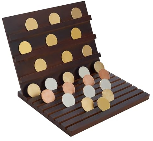 PH PandaHall Challenge Coin Display Stand, Holz-Münzen-Vitrinen Holzmünzenhalter Rack Case Rechteckiger Münzenständer Münzen Aufbewahrungsbox für Schreibtisch, 22x30x22cm
