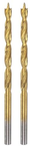 HARFINGTON 2pcs Brad Point Drill Bit 3mm(1/8) Dia Straight Round Shank Drill Metric Brad Point Spiral Twist Drill Bits for Carpenter Woodworking Plastic Rubber, Golden