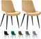 JIJIAN Esszimmerstühle 2er Set, Küchenstühle, Polsterstühle, Wohnzimmerstühle, Design Stuhl mit Rückenlehne, Sitz aus Samt mit schwarzen Metallbeinen, Champagnerfarbe