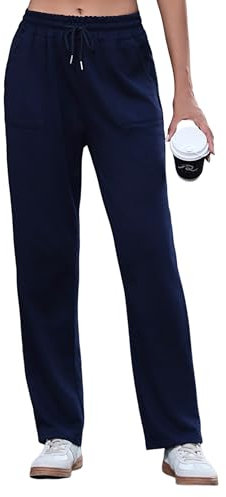 Uniexcosm Pantalon De Sport Long en Coton Pantalons pour Femme Pantalon Jogging Femme Pantalon De Survêtement d'hiver Bleu Marine S
