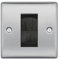 BG Brushed Steel Single 1 Gang Brush Cable Entry Wall Plate Black Insert Square