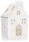 com-four® LED-Haus aus Porzellan - batteriebetriebenes Leuchthaus - weißes glänzendes Deko-Lichthäuschen für Winter und Weihnachtsdekoration (Haus - 13cm)