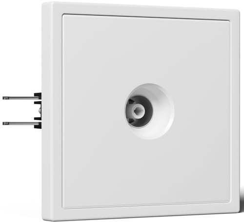 BSEED Wandsteckdose EU Standard TV Antenne Koaxial mit Krallen, Steckdose Unterputz mit PC Rahmen, 80×80mm Weiß