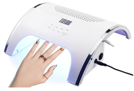 Aspirador UñAs, Lámpara de uñas 2 en 1 de 80W/40W y aspiradora recolector de polvo de uñas for arte de uñas con gran ventilador, recolector de polvo de barniz de l UV, polvo de uñas Adecuado Para El H