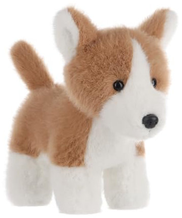 Apricot Lamb Lebendiger Corgi Hund Plüschtiere für Kinder, weiche niedliche Kuscheltier für Baby Mädchen und Jungen, Flauschige Corgi Hund Braun 19 cm