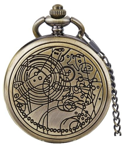 Tiong Personalisierte Dr. Who-Taschenuhr, personalisierbare Gravur, Quarz-Taschenuhr, personalisierbar, Geschenke für Herren, Geburtstag, Vatertag, Jahrestag, Hochzeit, 62-Bronze, Retro