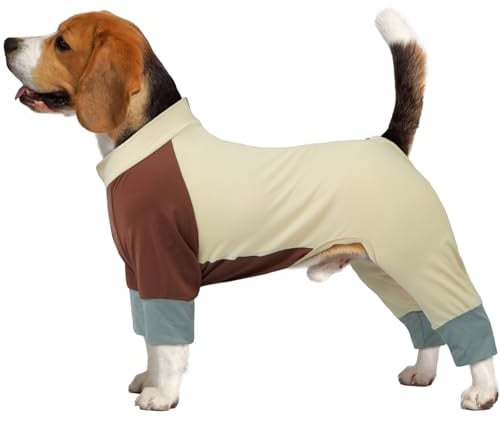 Hunde Sommer Schutzkleidung – Leichter Hundebody mit Beinen, Schnell Trocknend, UV-Schutz, Atmungsaktiv, Schmutzschutz, Ideal für Outdoor & Spielplatz, Beige M