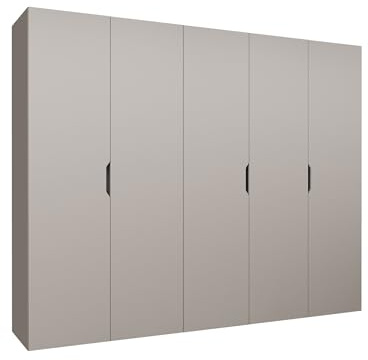 Mirjan24 Kleiderschrank mit Einlegeböden und Kleiderstange Midere 250, Vielseitiger Drehtürenschrank, Elegantes Kleiderschrank 5-türig (Cashmere)