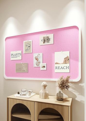 Rechteckige Filz-Pinnwand, dekorative Pinnwand mit 50 Pinnnadeln, faltbare Pinnwand für Zuhause, Büro, Schule, Pinnwand-Organizer (Rosa, 60 x 80 cm)