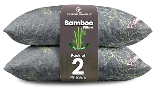 GC GAVENO CAVAILIA Luxury Bamboo Memory Foam Pillows - 2 Pack Orthopedic Neck Support Bed Pillows, Soft, Fluffy, Comfort, Breathable & Durable, 45x70 cm, Charcoal
