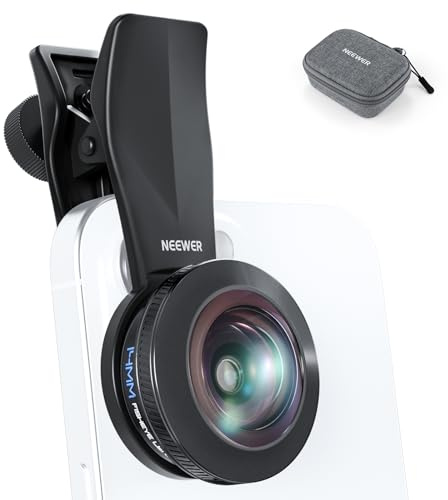 NEEWER 170° 14mm VR Fish Eye Lens with 17mm Threaded Lens Clip, Panoramic Fisheye for Live Streaming, Outdoor Landscape, Architecture, Compatible with iPhone 17 16 Pro Max Android S25 Ultra, LS-77