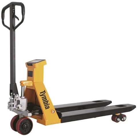 Transpalette peseuse TYMBIA (sans imprimante) 2 500 kg | Fourches 1150 x 550 mm | Division minimale de 0,2-0,5-1,0 kg | Batterie au lithium 3,7 V/5 Ah