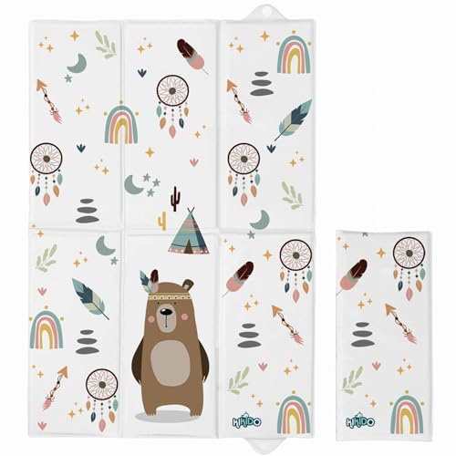 Kikido Matelas à Langer de Voyage 40x60 cm - Tapis a Langer pour Bébé Pliable et Imperméable 60x40 cm - Teddy - Matelas à Langer Nomade, Portable, Doux et Confortable pour le Change de Couches