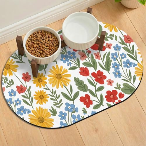 METEOROCK Tapis Gamelle Chien Antidérapant, 61x40,5 cm Tapis Gamelle Chat et Chien Absorbante pour Sols, Convient pour Les Petit Distributeurs Automatiques ou Les Gamelles Doubles